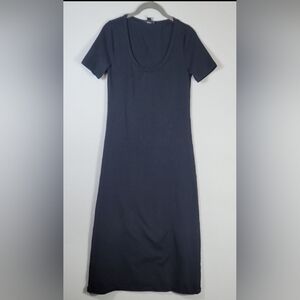 J Crew Knit Maxi Dress Size XS Black Short Sleeve Neutral Minimalist Capsule